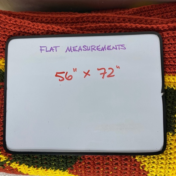 Vintage Handmade Red Yellow Green Geometric Pattern Crochet Afghan Blanket - Picture 2 of 12